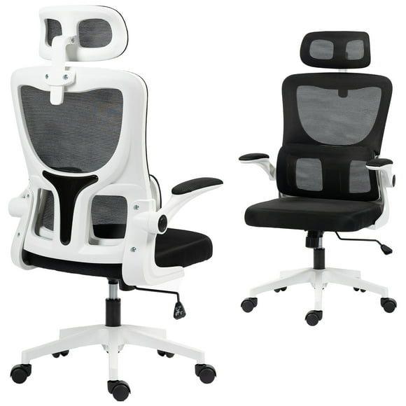 Vinsetto Mesh Office Chair with Adjustable Headrest, Lumbar Support, Black