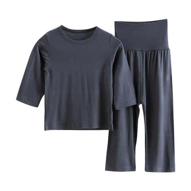 tarylea Girls Clothes 2 Piece Set Homewear 3/4 Sleeve Tops High Rise Stretch Wide Leg Suits Solid Color Loose Comfy Casual Outfits