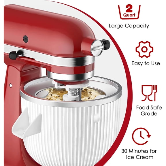Ice Cream Maker Attachment for Mixers with 8 Ice Molds Shaved Ice Function