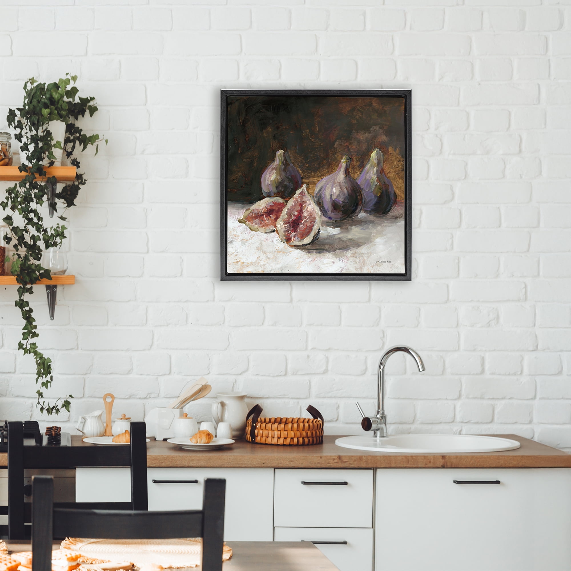 Stupell Industries Rustic Fig Still Life Black Framed Floater Canvas Wall Art, design by Danhui Nai