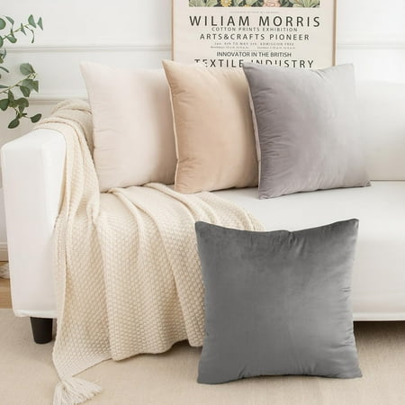 

Neutral Gradient Combo Set Throw Pillow Covers Premium Velvet Soft Square Cushion Cases Decorative Pillows for Sofa Bedroom Car Set of 2 16x16 Inch
