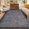 thumbnail image 2 of HIWEAVER Large Washable Rug 10' x 13' Area Rug for Living Room Modern Geometric Bordered Non Slip Neutral Indoor Decor Carpet, Black/Gray, 2 of 6