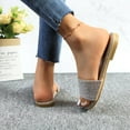 thumbnail image 4 of GJPBGK Women’s Rhinestone Slide Sandals Flat Open Toe Sandals One-Strap Slip-On Summer Slippers for Evenings, Travel, and Everyday Outfits, 4 of 6