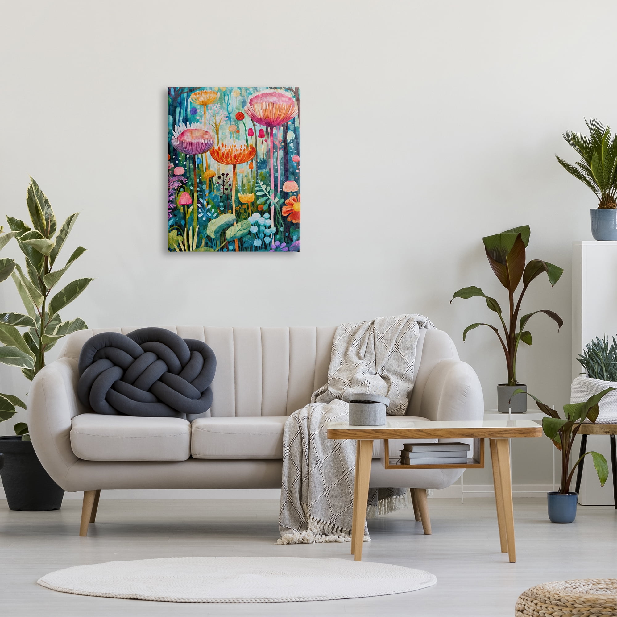 Stupell Industries Whimsical Garden Landscape Botanical & Floral Painting Gallery Wrapped Canvas Print Wall Art, 24 x 30