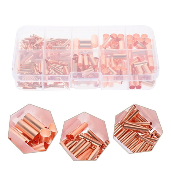 HOMEMAXS 250 Pcs Wire Connection Tubes Copper Connecting Pipe 1.20X0.65X0.65CM