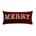 thumbnail image 1 of Mistletoe 31JES630C32OB Joyeux Emb Applique Saisonnier Vacances Oreiller&44; Rouge & Taupe, 1 of 1