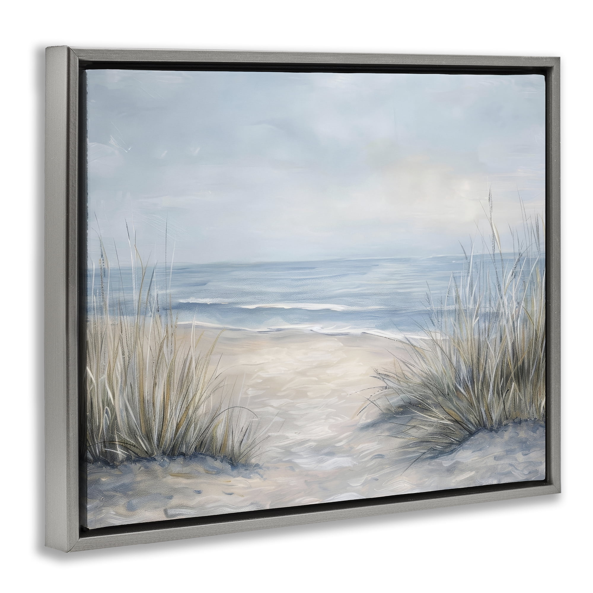 Stupell Industries To The Beach Tranquil Landscape Gray Framed Floater Canvas Wall Art, design by Petal Prints Design