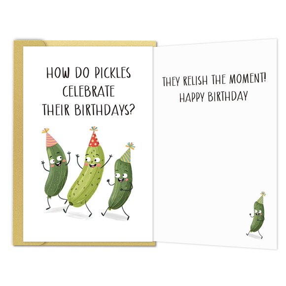 Tarjeta de cumpleaños Zoytonky con divertido juego de palabras sobre pepinillos, 20 x 13 cm
