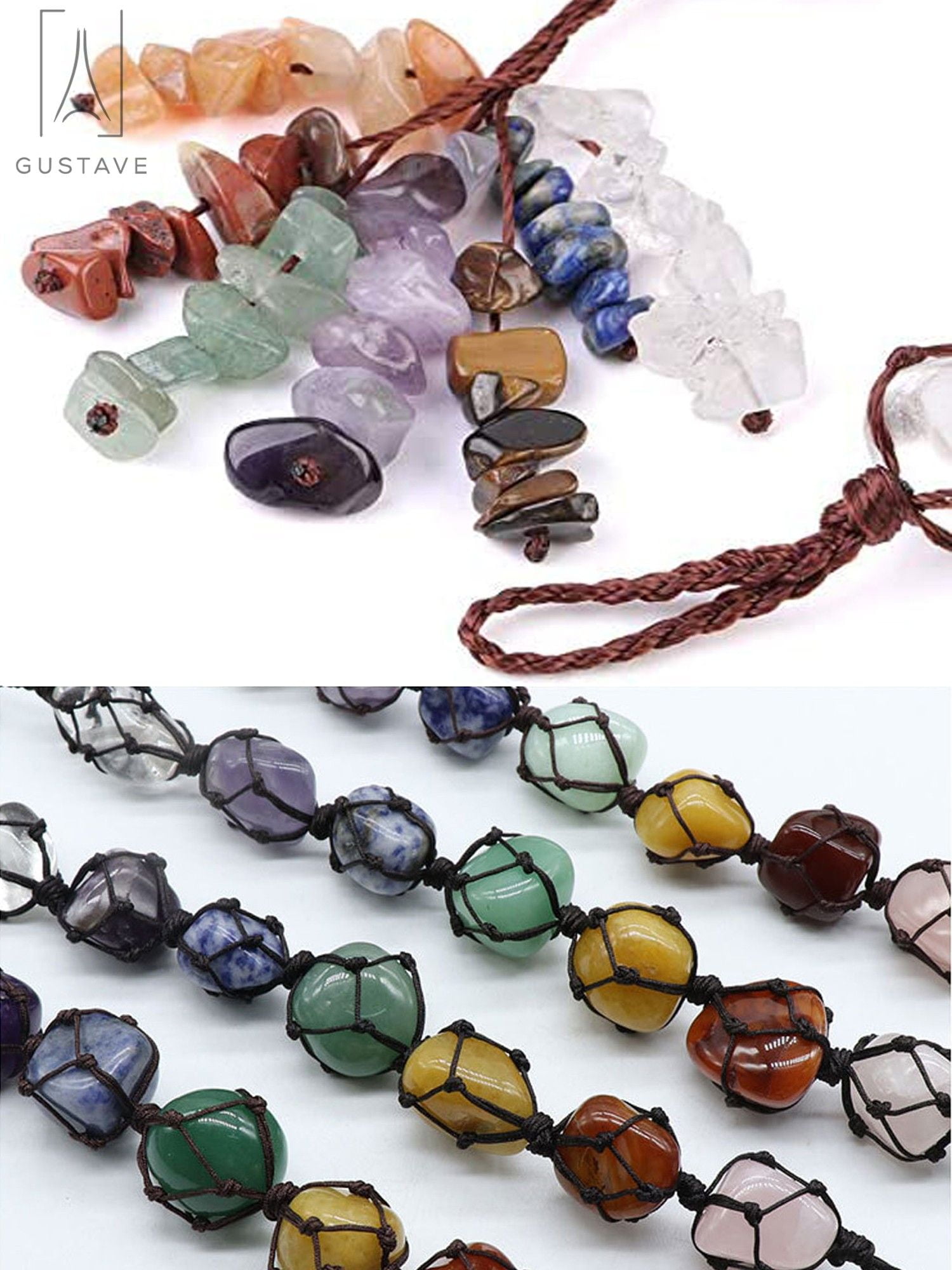 Gustave Chakra Stones Set, 7 Chakras Healing Crystals Wall Hanger