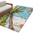 thumbnail image 2 of 3'x5' Area Rugs, Coastal Beach Indoor Outdoor Area Rug for Living Room Bedroom, Oil Painting Tropical Palm Tree Starfish Washable Bathroom Rugs Kitchen Floor Carpet Mats Home Decor Aesthetic, 2 of 8