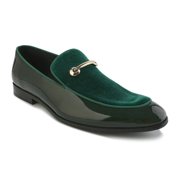 Gino Vitale Velvet & Patent Leather Slip On Dress Loafer