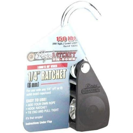 

Rope Ratchet 10016 Ratcheting Tie Down Rope Hanger Pulley 1/4 & 150 lbs Weight Capacity (Rope Ratchet Only As Pictured)
