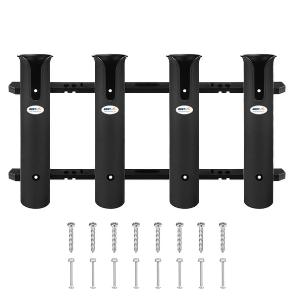 BSET MATEL 4-Slot Detachable Fishing Rod Holder for Boats, Jet Skis, and Yachts – Durable Black Plastic Mount for Tackle Boxes