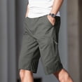 thumbnail image 3 of JTieacloth Mens Cotton Four Seasons Simple Solid Color Elastic Waist Overalls Casual Pants Shorts Cargo Shorts for Men Green, 3 of 5