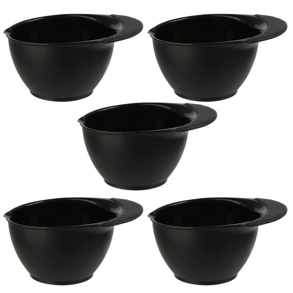 5 Pcs Hair Color Mixing Bowls, Hair Dyeing Tools, Black PP Dyeing Bowls with Anti-Slip Handles & Bottoms, Ideal for Salon or Home Use, Sturdy and Easy-to-Clean Design for Hair Coloring
