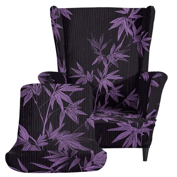 Pzuqiu Stretch 2 Piece Wingback Chair Cover, Polyester Spandex Anti Wear Wingback Chair Slipcover for Home Hotel Study Kids and Pet