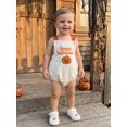 thumbnail image 5 of BemeyourBBs Newborn Baby Boy Girl Happy Halloween Outfit Infant Baby Boys Girls Summer Fall Clothes Bubble Romper Overalls Cute Pumpkin Letters Embroidery Sleeveless Square Neck Bodysuit Playsuit, 5 of 9