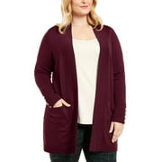 JM Collection Womens Ribbed Trim Layering Cardigan Sweater