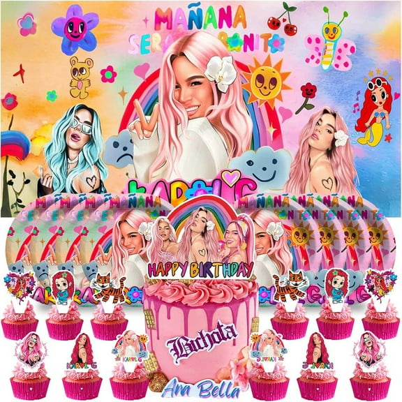 Manana Sera Bonito KAROL G Birthday Supplies Plates Decorations Decor Backdrop Banner Cake Topper Fans