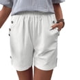 thumbnail image 3 of Kinrui Chino Shorts for Women 5" Inseam High Waisted Casual Summer Shorts Cotton Linen Dressy Bermuda Shorts with Pockets White 2XL, 3 of 8
