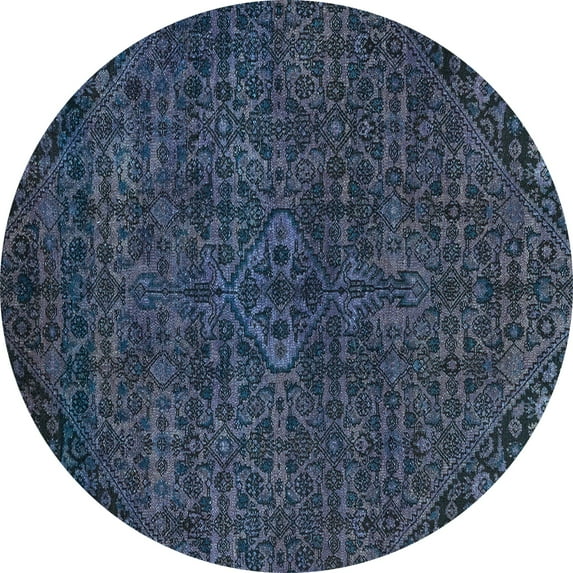 Ahgly Company Indoor Round Abstract Light Blue Modern Area Rugs, 6' Round
