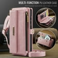 thumbnail image 3 of ELEHOLD Multi-Functional Wallet Case For iPhone 7 / 8 / SE 2022 & 2020, PU Leather Shockproof Card Slots Zipper Pocket Card Holder Phone Case with Detachable Shoulder Strap,Pink, 3 of 10