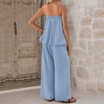 thumbnail image 5 of Laqbezok Women's 2-Piece Summer Set, Sexy Strapless Tube Top and High Waisted Wide Leg Pants Outfit, Casual Solid Color Lounge Tracksuit with Pockets, 5 of 5