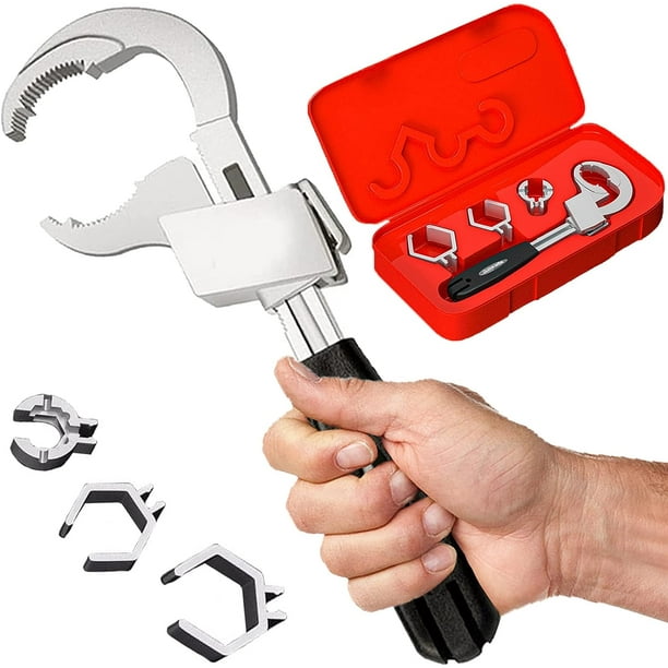 Llave de doble extremo ajustable Universal, llave de baño multifuncional para grifo de lavabo de tubería, herramienta de llave de baño