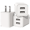 Charger, Certified Dual USB Ports Power Portable Adapter 2.4A / 12W Travel Wall Charger for iPhone 7 6S SE, iPad Air Mini, Samsung Galaxy Note, Tablets and Most USB Device (3-Pack White)