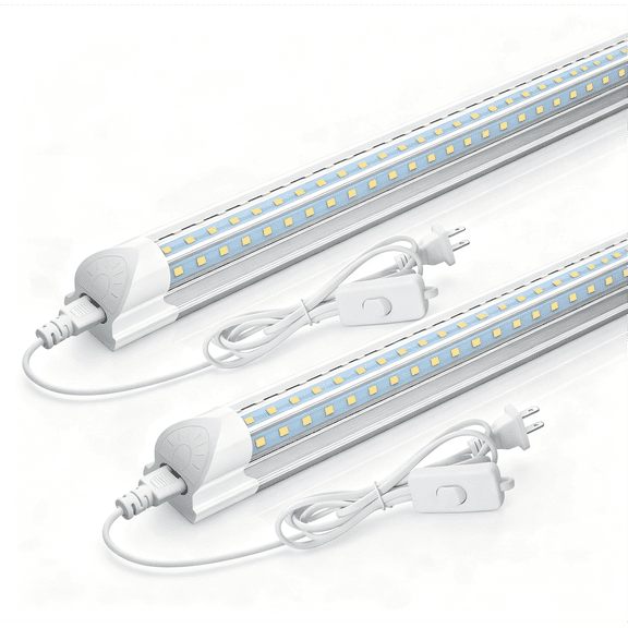 CNSUNWAY T8 2ft LED Shop Light Connectable, D Shape, 24W 5000K Fluorescent Lamp, 2 Pack