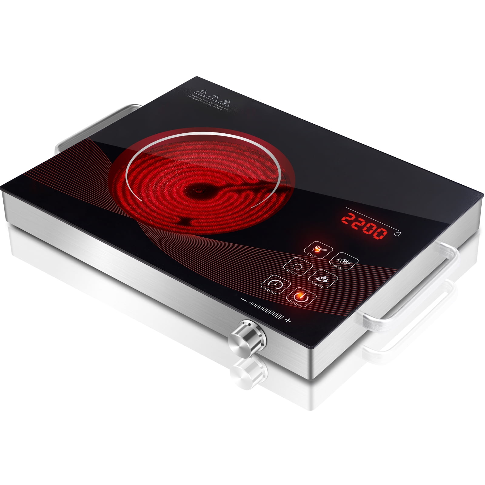 Electric Infrared Induction Cooktop 100W 3500W All Cookware Compatible Heats in 5S Easy Clean Walmart