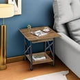 thumbnail image 6 of End Table Large 24 inch Farmhouse Industrial Design Side Table Nightstand with Storage Shelf for Living Room, Easy Assembly, Walnut, 6 of 15