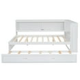thumbnail image 6 of [Luckynote] Full Size Wood Daybed with Storage Shelves, USB, LED, and Trundle, White, 6 of 10