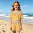 thumbnail image 2 of Bobifish Toddler Girls Summer Beach Outfit Sets Ice Cream Dripping Chocolate Print Short Sleeve Tee+Shorts Children Girls Sets, 2 of 4