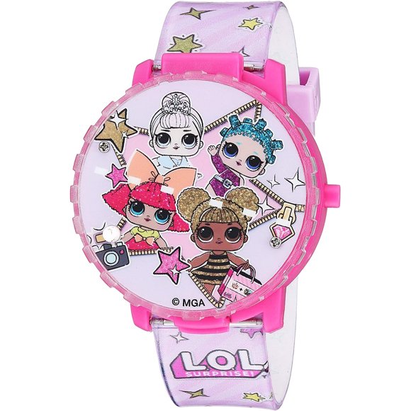 ¡Sorpresa de L.O.L.! Reloj de cuarzo para niña con correa de plástico, rosa, 17.4 (Modelo: Accutime Accutime