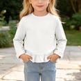 thumbnail image 6 of Yeaiivve Baby Toddler Girls Cute Tops Long Sleeve Ruffle Hem Blouse for Kids Cotton Blend Soft Crewneck Basic Tees Little Girl Solid Color Casual T-Shirts Fall Clothes White 6 Years, 6 of 8