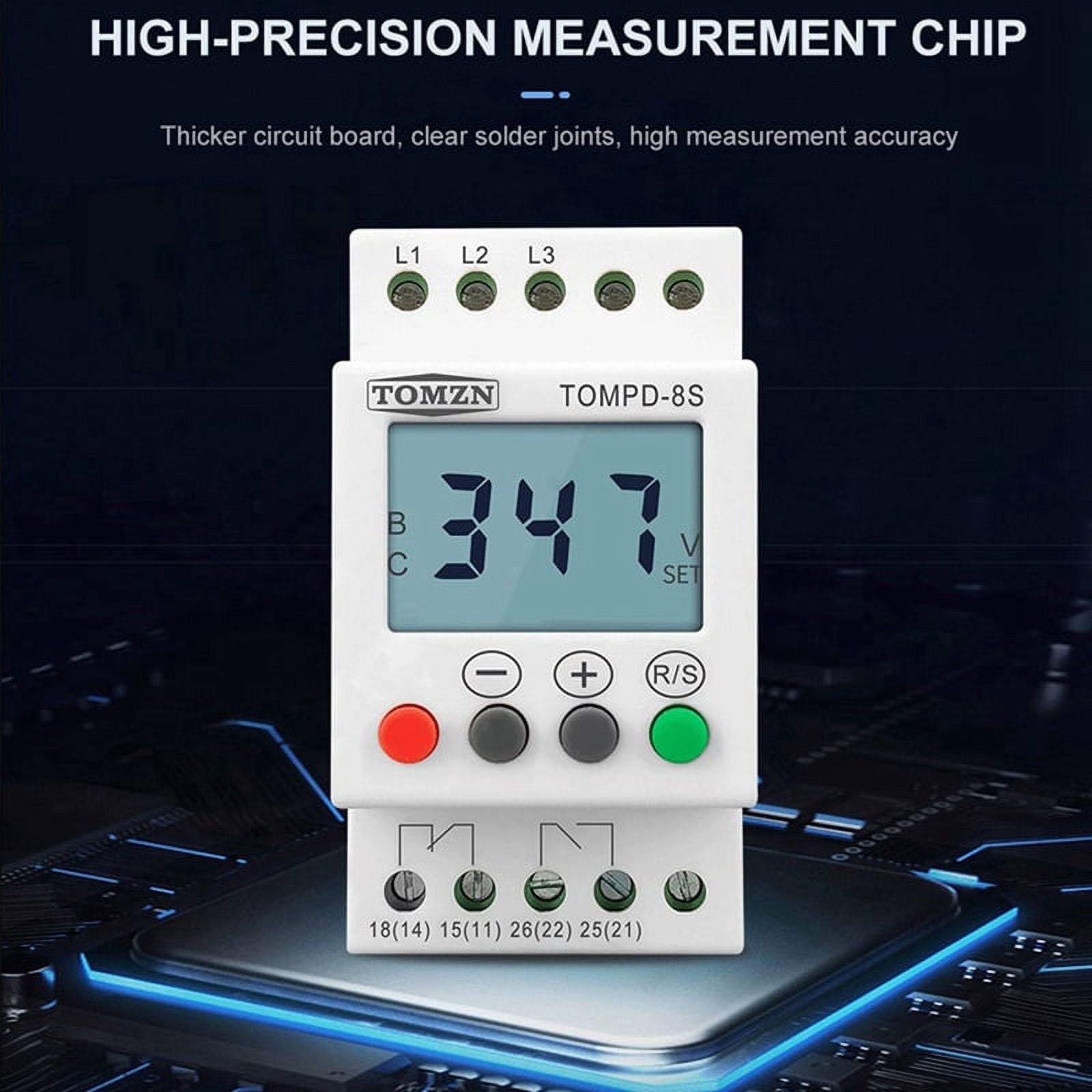 2X 3 Phase Din Rail Adjustable Under Over Voltage Protector Voltage Monitoring Sequence Protection Relay