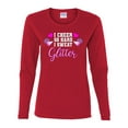 thumbnail image 2 of Wild Bobby, Cheer So Hard I Sweat Glitter Cheerleading Gift Team Squad, Pop Culture, Women Graphic Long Sleeve Tee, Red, Small, 2 of 4
