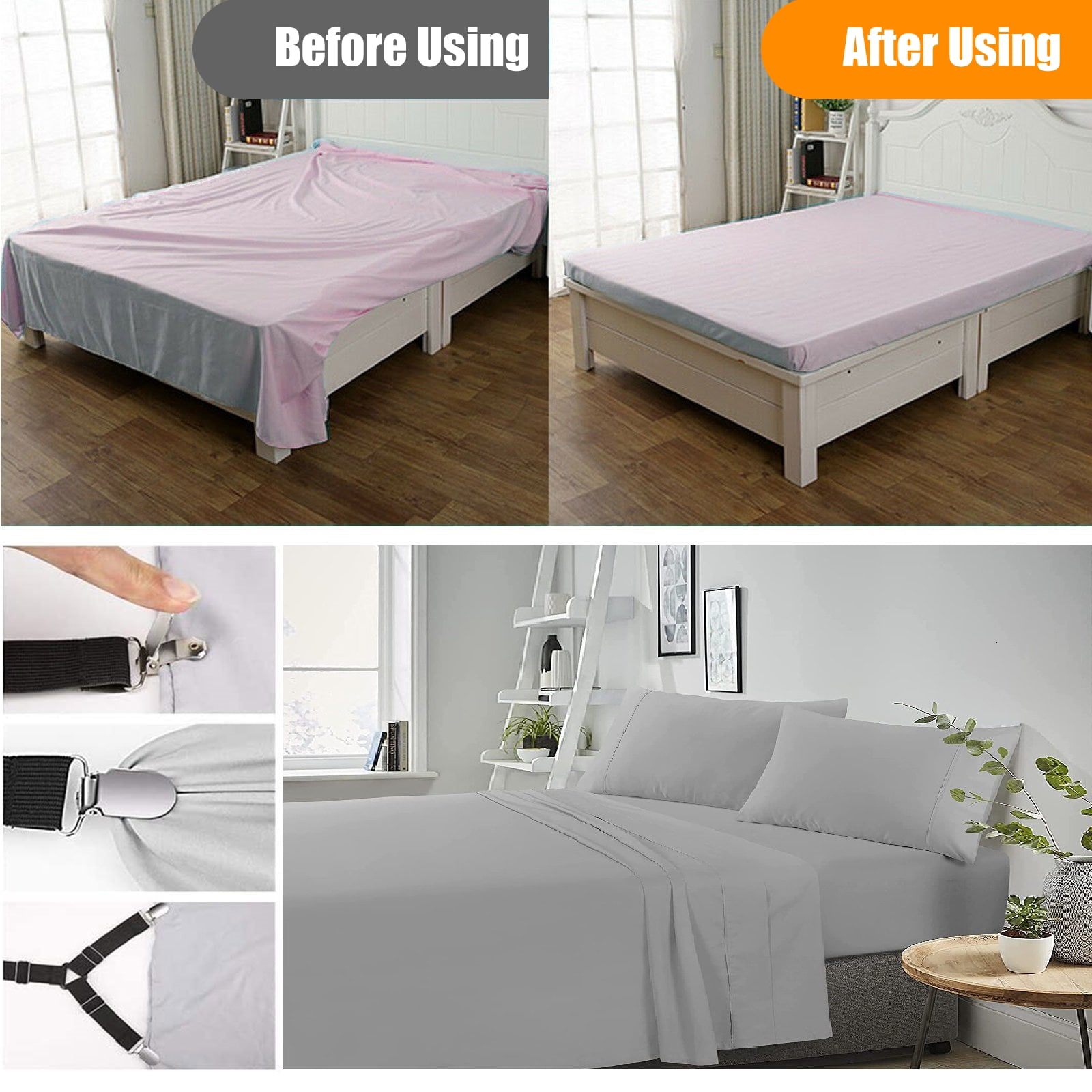 Bed Sheet Holder 4pcs, Plastic Bed Sheet Clips Belt Fastener Mattress Non  Slip Quilt Covers Sheet Holders Gripper Fastener Clips for Bed Sofa