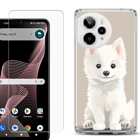 Phone Case for ATT Verge 2 5G, with Screen Protector, by OneToughShield - Husky Joy