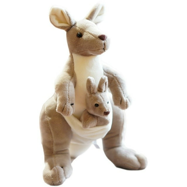 Muñeco de peluche tipo canguro con Baby Joey de 25 cm, estilo de dibujos animados