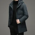 thumbnail image 3 of Chaqueta de plumón de longitud media para hombre, nueva chaqueta de invierno 2024 de color sólido grueso con capucha para hombre, abrigo para hombre con protección contra el frío, 3 of 3