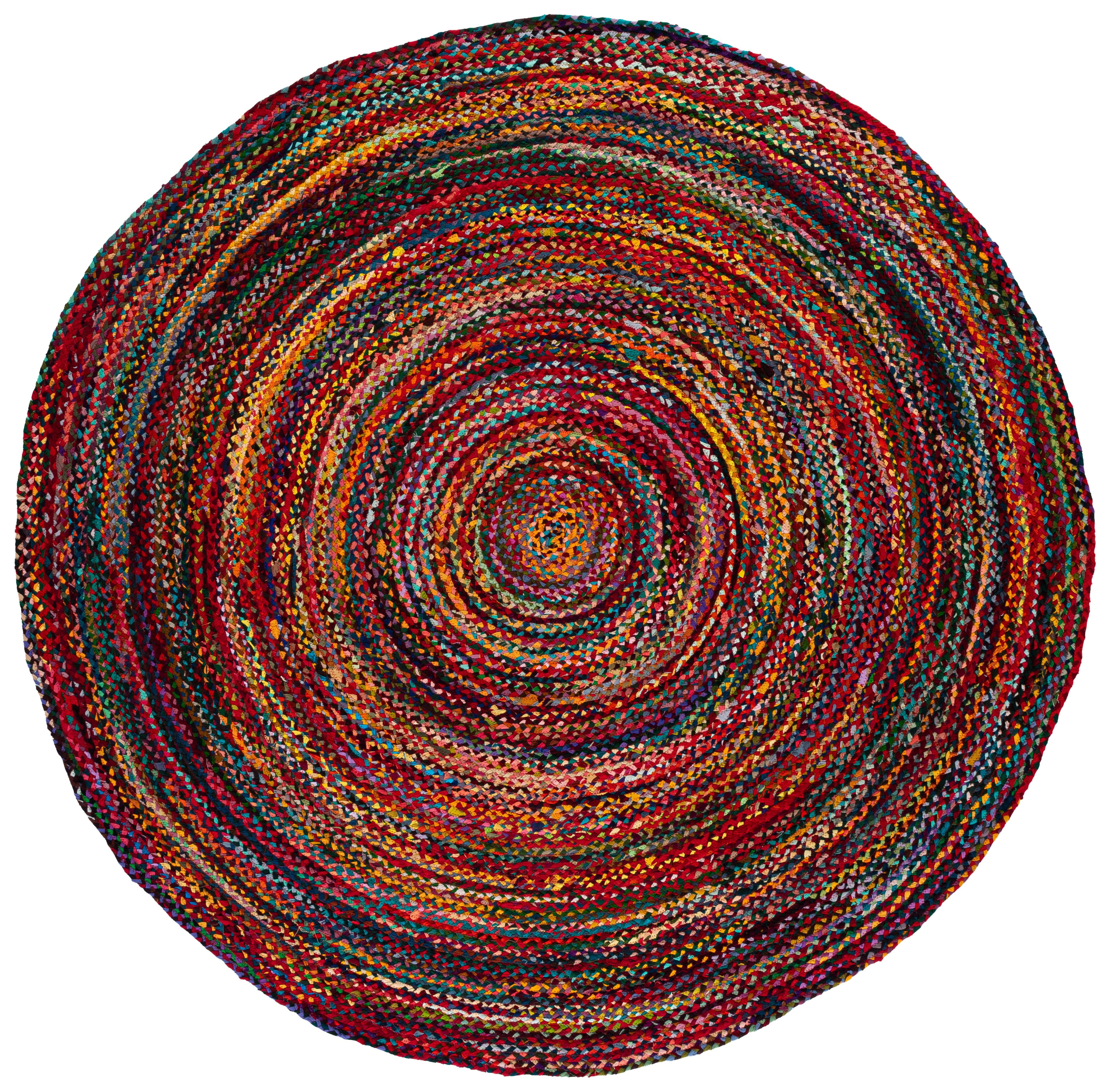 SAFAVIEH Braided Calvin Transitional Cotton Reversible Area Rug, Rust/Multi, 10' x 10' Round