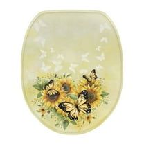 ZUXONGSY Sunflower Butterfly Toilet Lid Dust Cover Machine Washable Seat Covers Protective Cover Fit Standard Oblong Elongated Toilet Round Toilet Lid Covers Home Indoor Decor