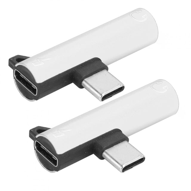 2 Pcs Câble Audio Chargeur Adaptateur Distributeur de Casque 2 en 1 TypeC à 3.5mm (Argent)