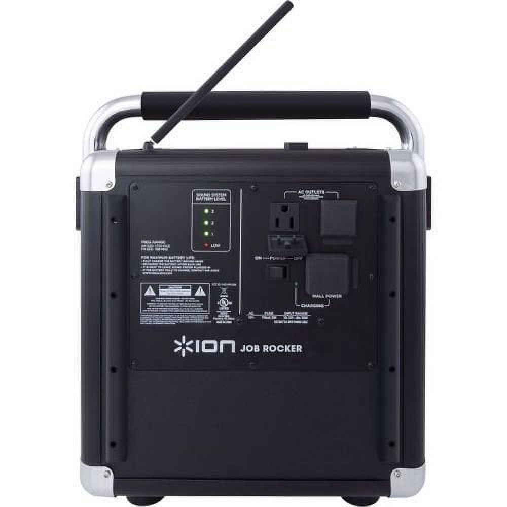 ION Audio Job Rocker Plus | Portable Heavy-Duty Jobsite Bluetooth Speaker System with AM/FM Radio + Mic Input (Black)