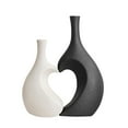 thumbnail image 2 of Juego de jarrones de cerámica, jarrón decorativo, jarrón artificial, porta flores secas, flor Blanco negro, 2 of 9