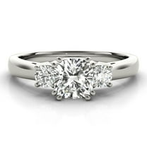 Lina Jewelry 2.02 Ct Cushion Cut Moissanite Engagement Ring - Three Moissanite Trilogy Design - 14K White Gold Plated Moissanite Ring for Women - Perfect Wedding or Engagement Ring
