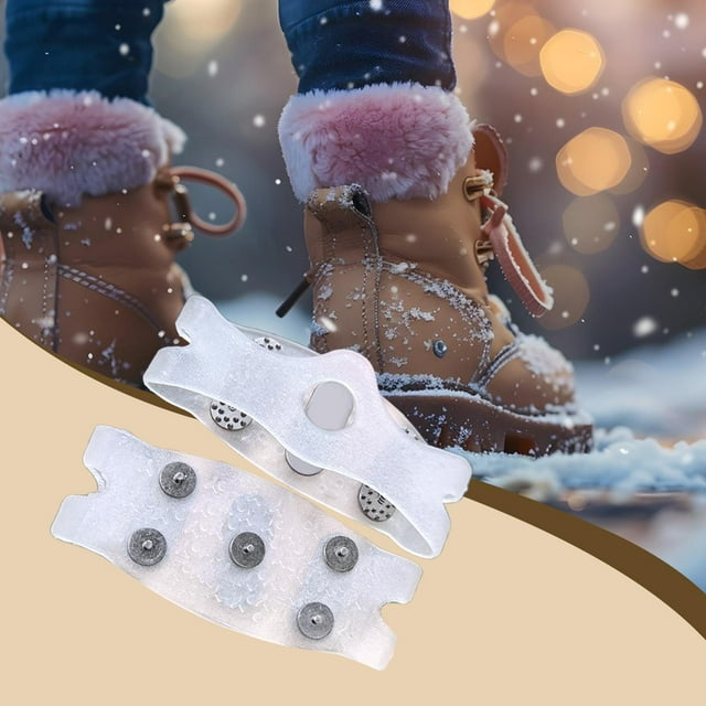Crampones para hielo, antideslizantes, portátiles, ligeros, con agarre para zapatos, tacos de tracción para correr, caminar, senderismo, exteriores, transparente