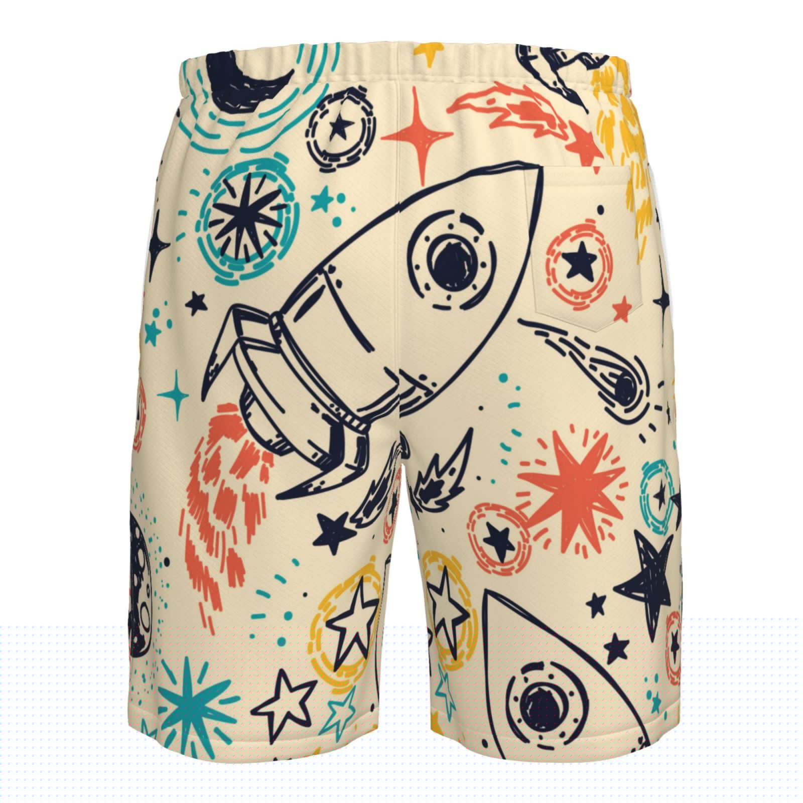 thumbnail image 6 of Kll Rockets Men'S Casual Summer Beach Shorts Hawaiian Shorts With Pockets-Small, 6 of 9